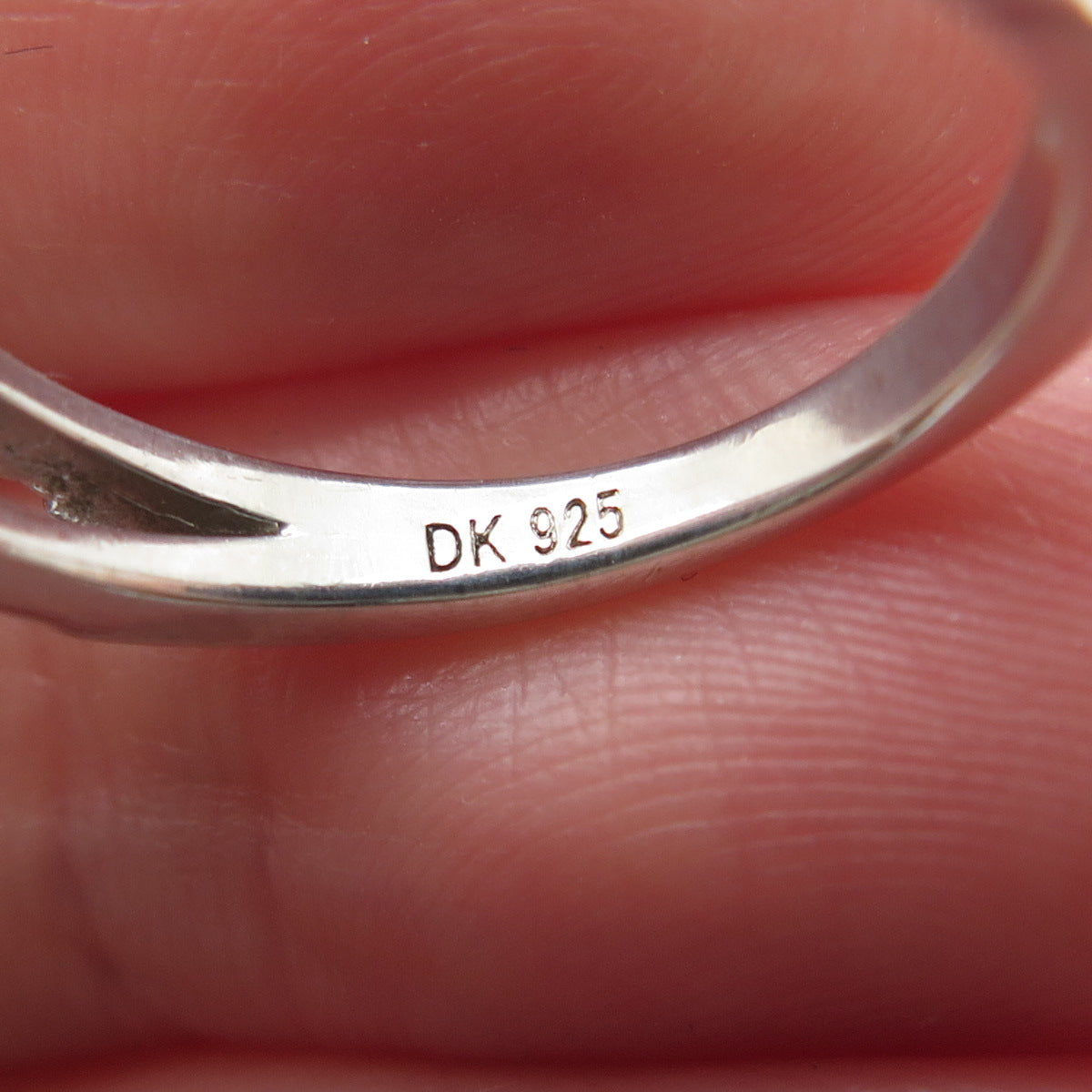 925 Sterling Silver Real Round-Cut Diamond Band Ring Size 5