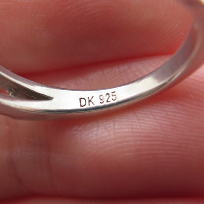 925 Sterling Silver Real Round-Cut Diamond Band Ring Size 5