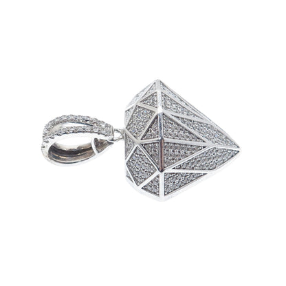 925 Sterling Silver Round-Cut C Z Diamond-Shape Charm Pendant