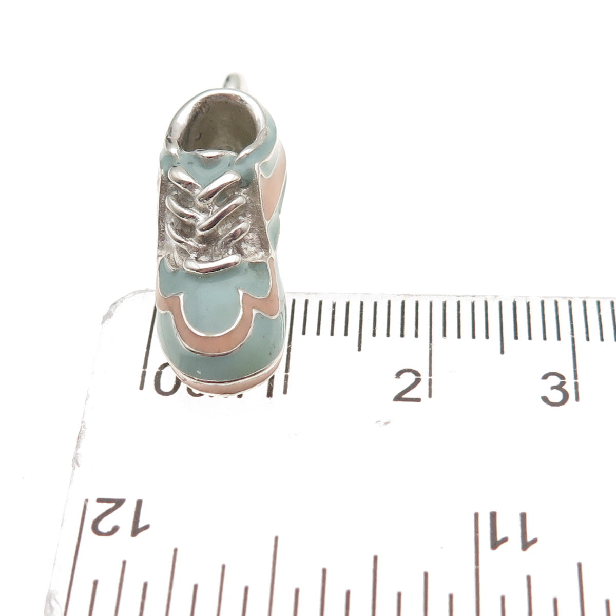 E. Pearl 925 Sterling Silver Vintage Enamel Sneakers Shoe 3D Charm Pendant
