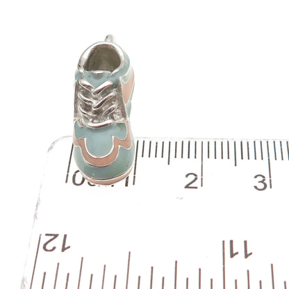 E. Pearl 925 Sterling Silver Vintage Enamel Sneakers Shoe 3D Charm Pendant