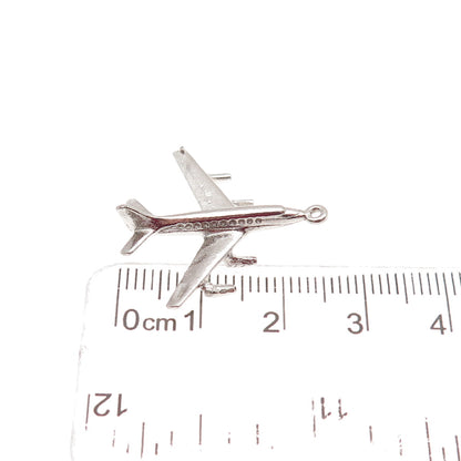925 Sterling Silver Vintage Airplane 3D Charm Pendant