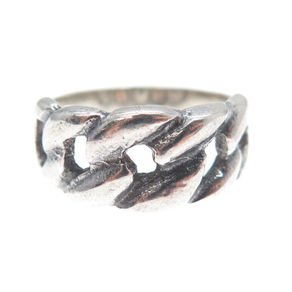 925 Sterling Silver Vintage Curb Link Oxidized Ring Size 6.25