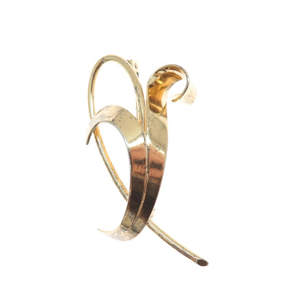 FORSTNER 925 Sterling Silver Gold Plated Vintage Modernist Floral Pin Brooch
