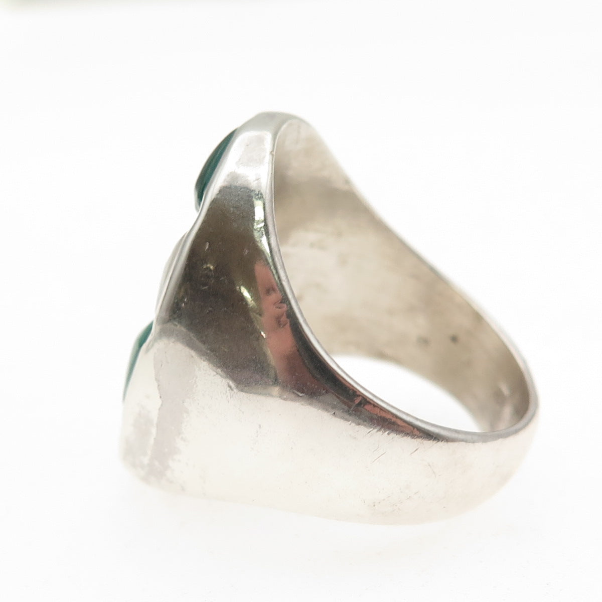 Old Pawn 925 Sterling Silver Vintage Southwestern MOP & Malachite Ring Size 10