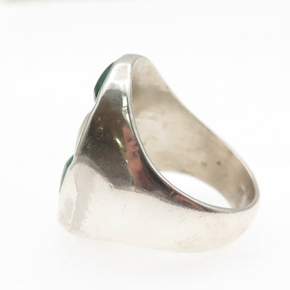 Old Pawn 925 Sterling Silver Vintage Southwestern MOP & Malachite Ring Size 10