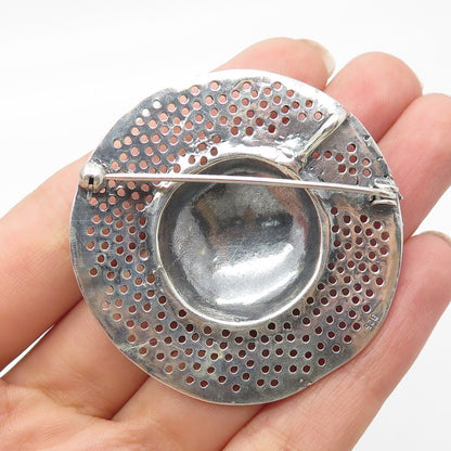 925 Sterling Silver Vintage Lady's Hat w/ Flower Pin Brooch