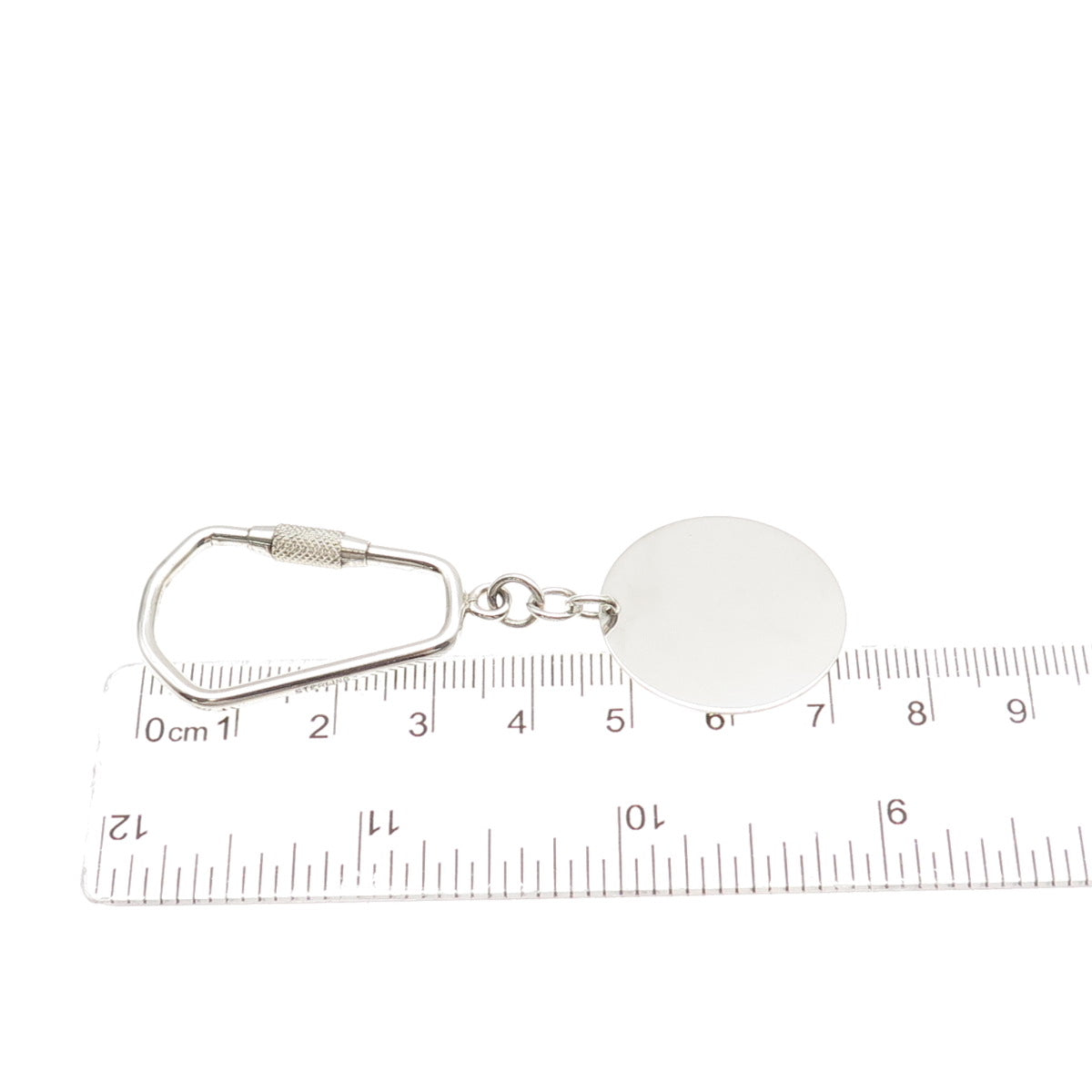 925 Sterling Silver Vintage Round Tag Fob Carabiner Key Ring Holder