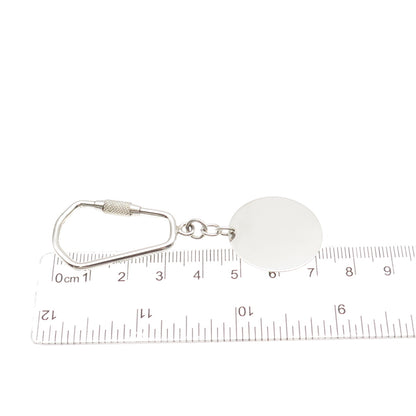 925 Sterling Silver Vintage Round Tag Fob Carabiner Key Ring Holder