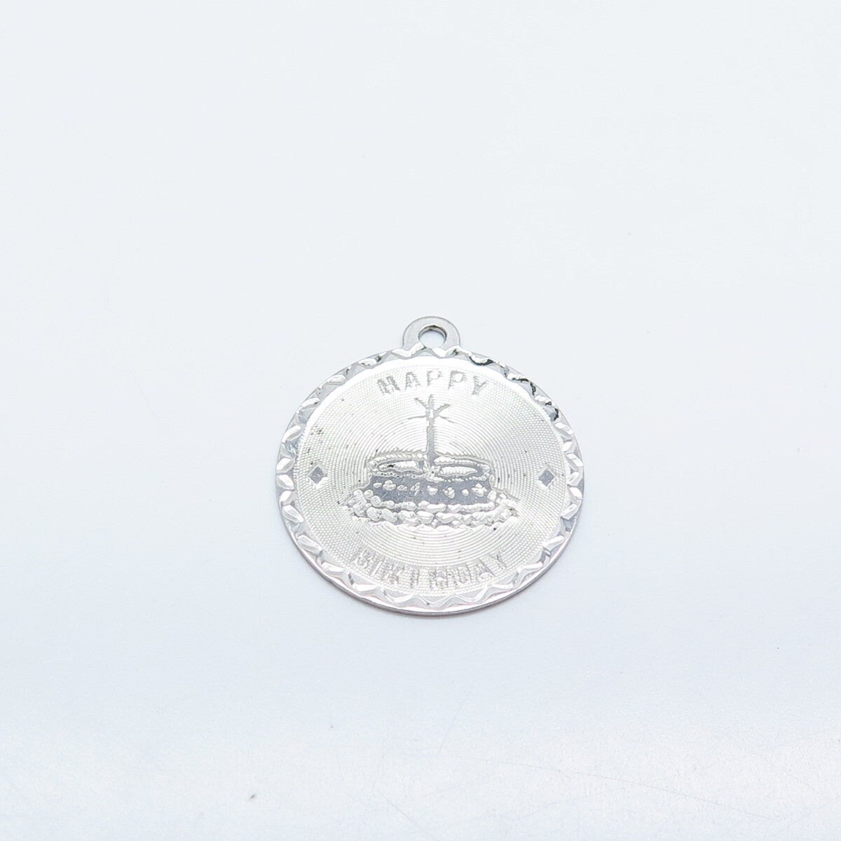 925 Sterling Silver Vintage Crea "Happy Birthday" Cake Pendant