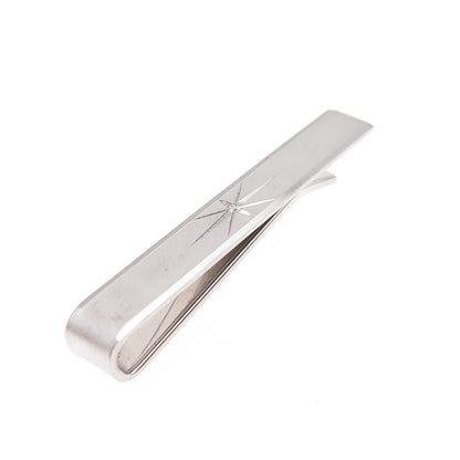 Krementz 925 Sterling Silver Antique Art Deco Starburst Tie Clip