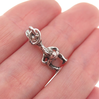 925 Sterling Silver Vintage Daffy Duck Oxidized 3D Mini Charm Pendant