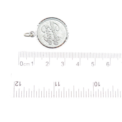 LAMODE 925 Sterling Silver Vintage Happy Anniversary Round Tag Charm Pendant