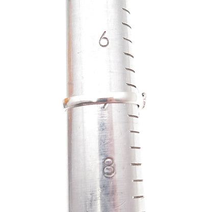 925 Sterling Silver Vintage Real Black Onyx Feather Beaded Oxidized Ring Size 7