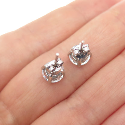925 Sterling Silver Round-Cut C Z Stud Earrings
