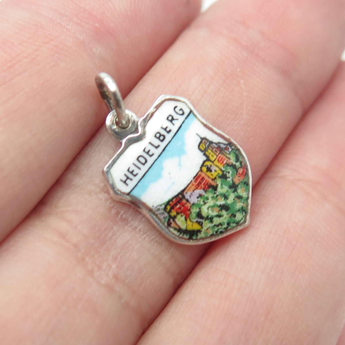 FRITZ REU & CO. 800 Silver Vintage Enamel Helderberg Charm Pendant