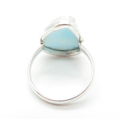 925 Sterling Silver Vintage Real Larimar Modernist Ring Size 8.25