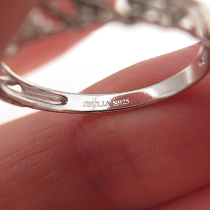 Jeulia 925 Sterling Silver Round-Cut C Z Ring Size 8