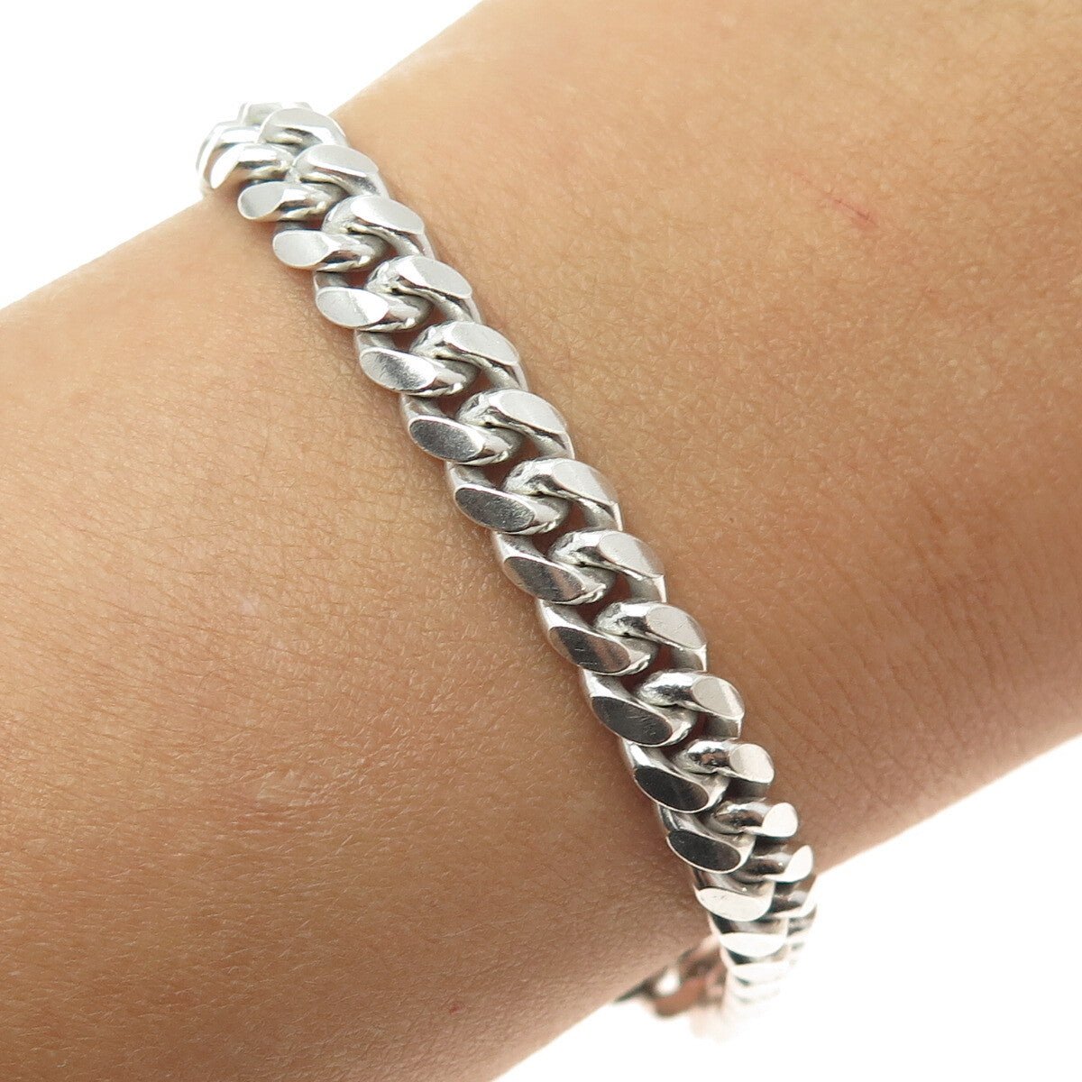 KARIZIA SPA KA-1772 925 Sterling Silver Vintage Italy Cuban Link Bracelet 8.5"