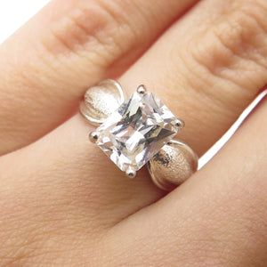 925 Sterling Silver Vintage Radiant-Cut C Z Engagement Ring Size 6