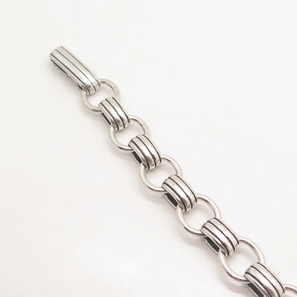 925 Sterling Silver Vintage Rolo Link Bracelet 7"