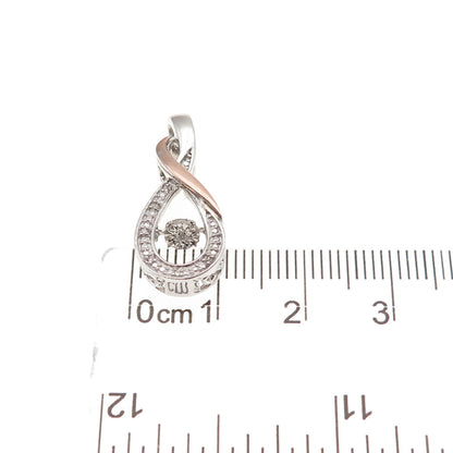 925 Sterling Silver 10K Rose Gold Real Diamond Infinity Charm Pendant