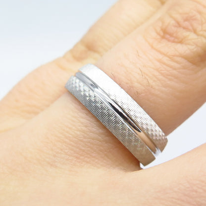 925 Sterling Silver Textured Band Ring Size 5.75
