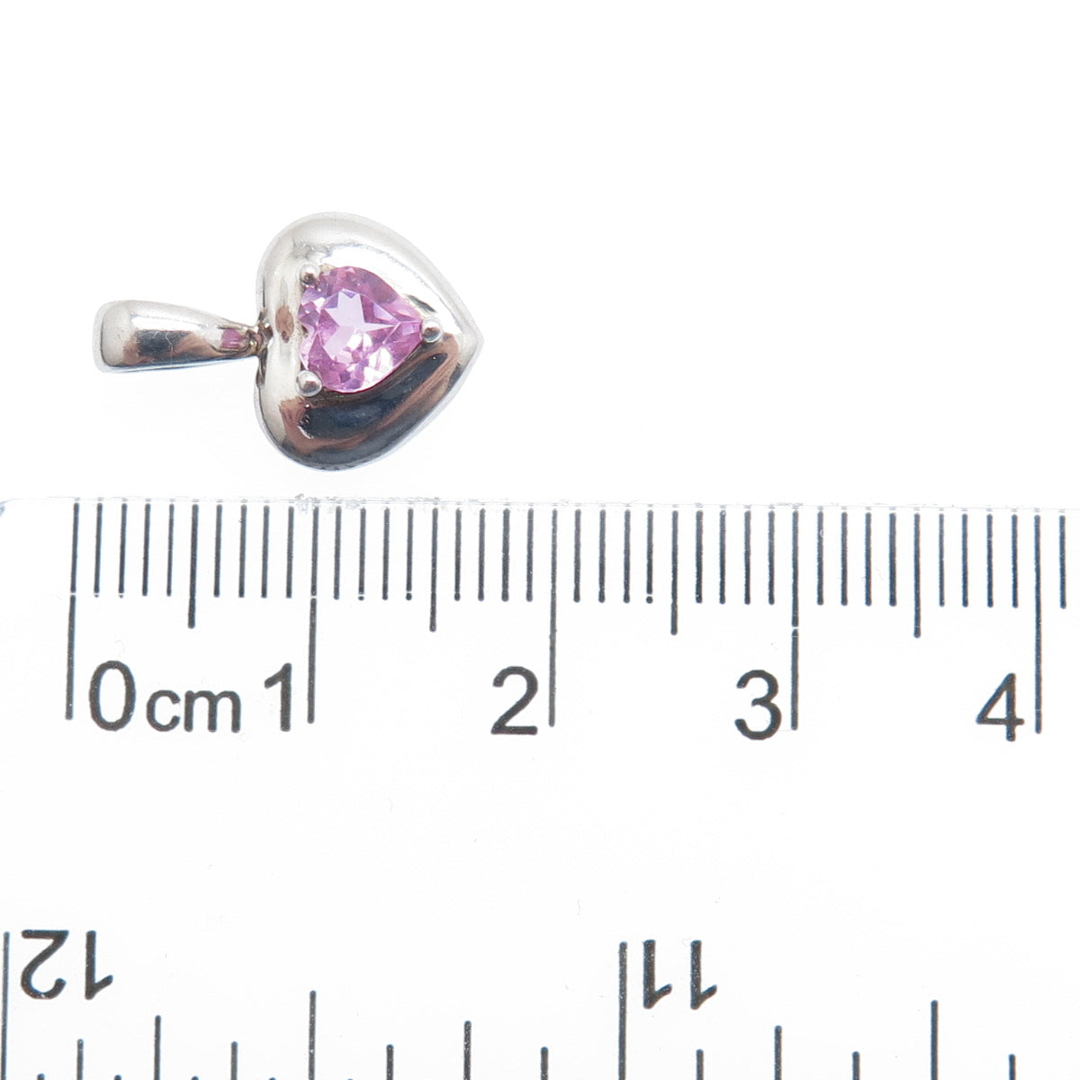 925 Sterling Silver Real Pink Topaz Heart Minimalist Pendant