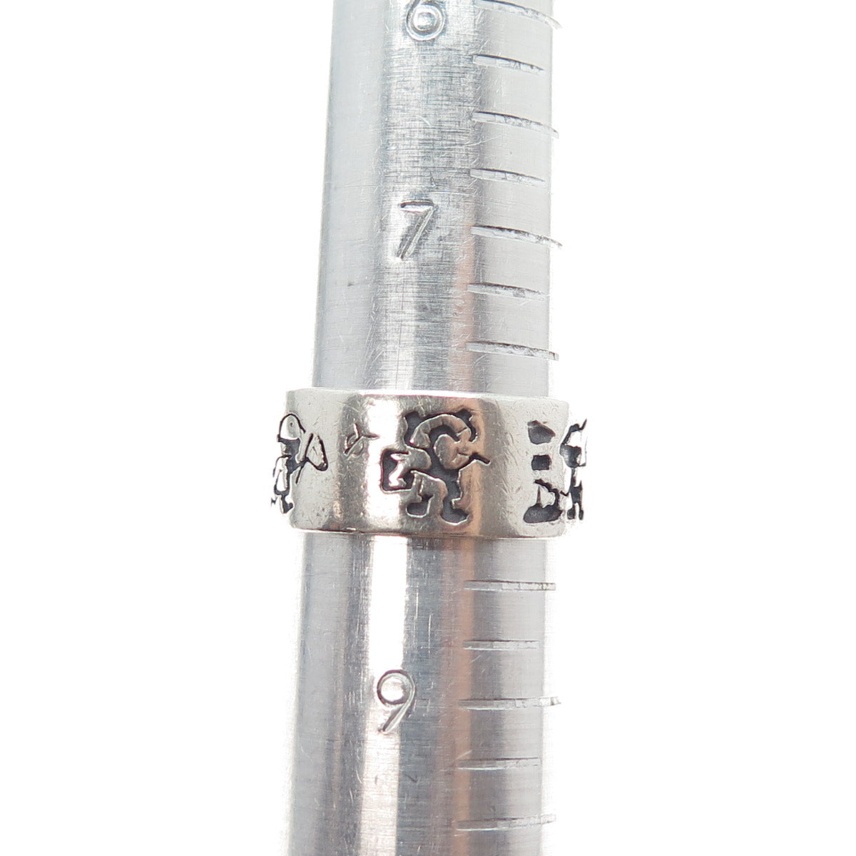 925 Sterling Silver Vintage EFS Mexico Children Oxidized Band Ring Size 8.25