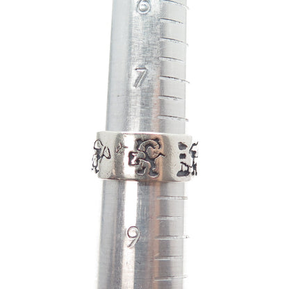 925 Sterling Silver Vintage EFS Mexico Children Oxidized Band Ring Size 8.25