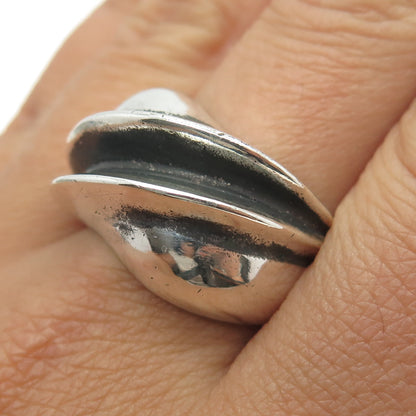 925 Sterling Silver Vintage Modernist Oxidized Ring Size 10.75