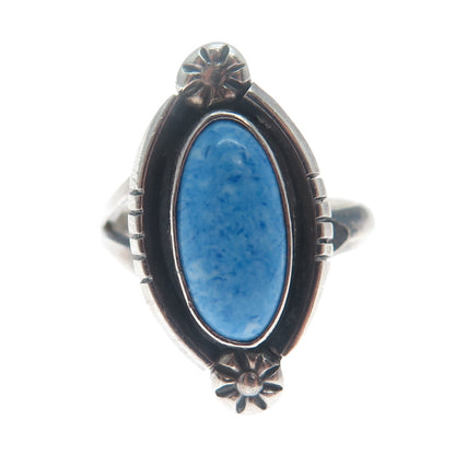 Old Pawn 925 Sterling Silver Vintage Southwestern Real Larimar Ring Size 7.75