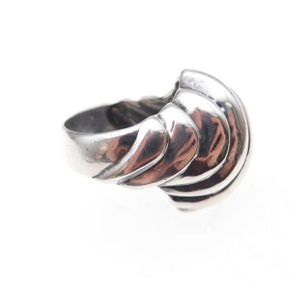 925 Sterling Silver Vintage Modernist Dome Oxidized Ring Size 6.5