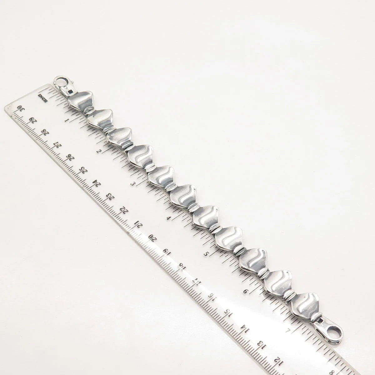 925 Sterling Silver Vintage Itaor Modernist Panel Link Bracelet 7.5"