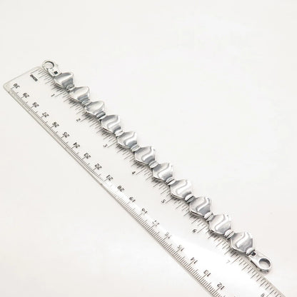 925 Sterling Silver Vintage Itaor Modernist Panel Link Bracelet 7.5"