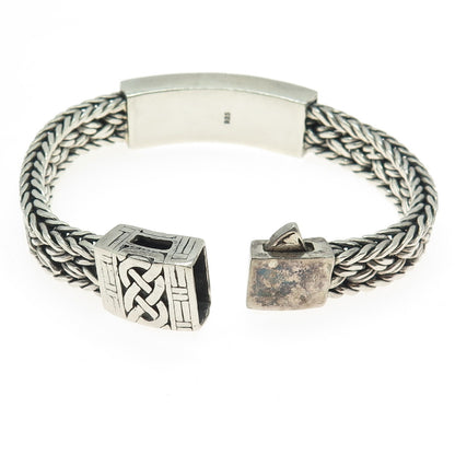 925 Sterling Silver Vintage Celtic Knot Wheat Link Solid 70.1g Bracelet 7.25"