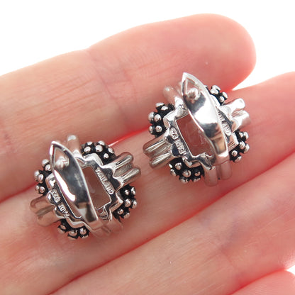 FADI 925 Sterling Silver Real Light Blue Topaz Granulated Earrings