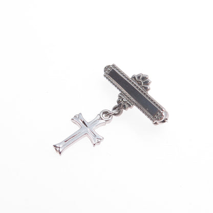 MARATHON 925 Sterling Silver Antique Art Deco Cross Medal Pin Brooch