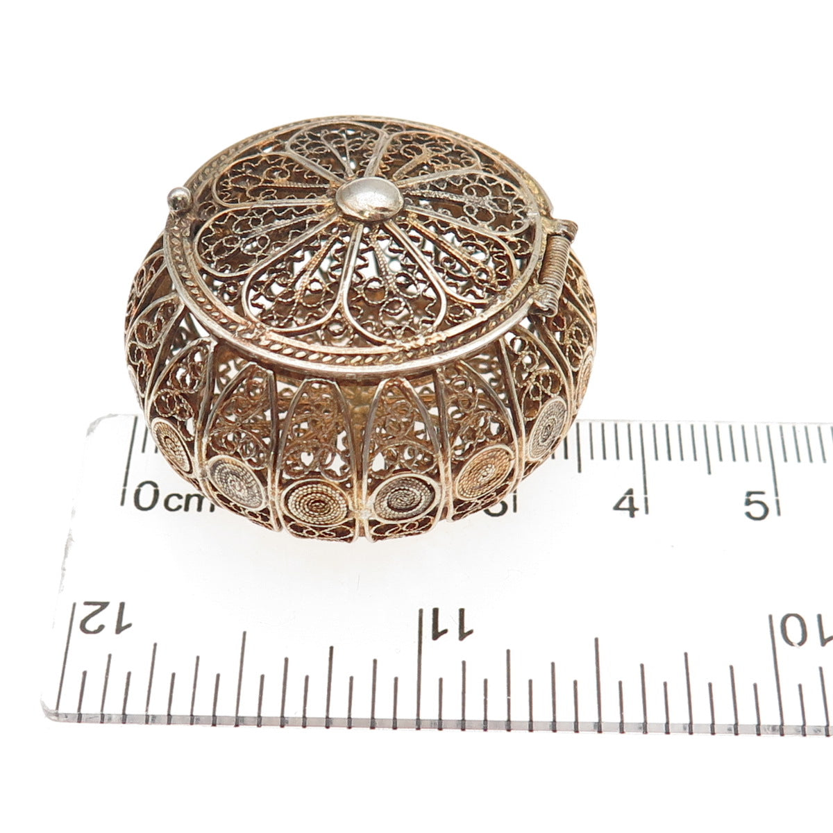 800 Silver Gold Plated Antique Art Deco Filigree Rosary Chain Box