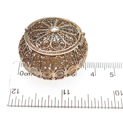 800 Silver Gold Plated Antique Art Deco Filigree Rosary Chain Box