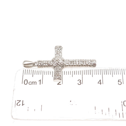 Chuck Clemency 925 Sterling Silver Real Round-Cut Diamond Cross Charm Pendant