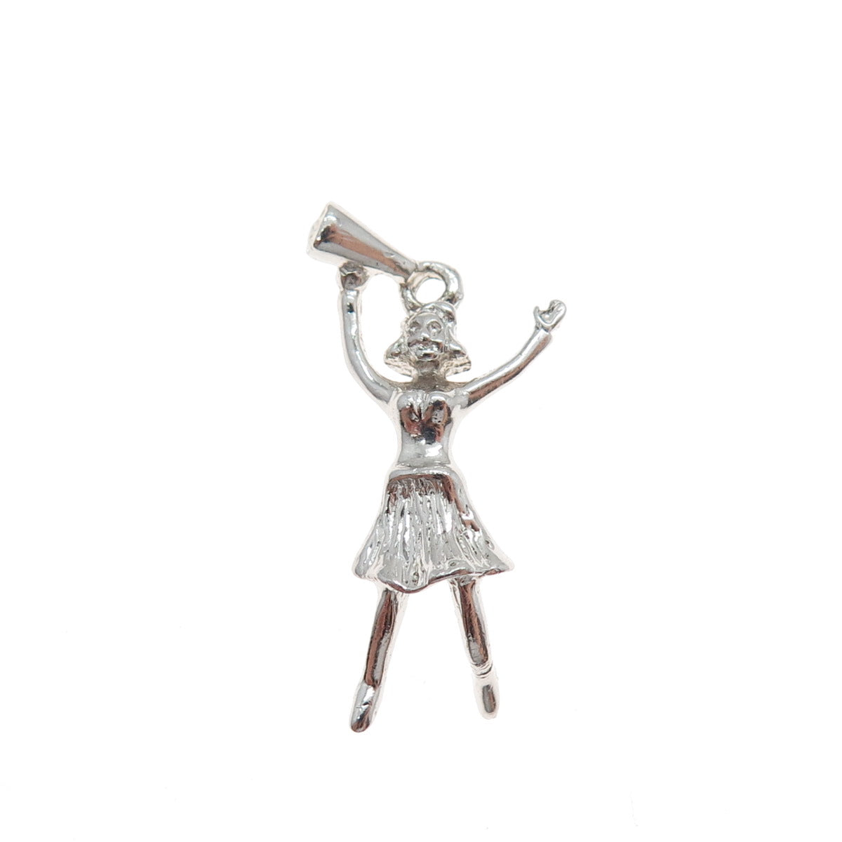 925 Sterling Silver Vintage Cheerleader Charm Pendant