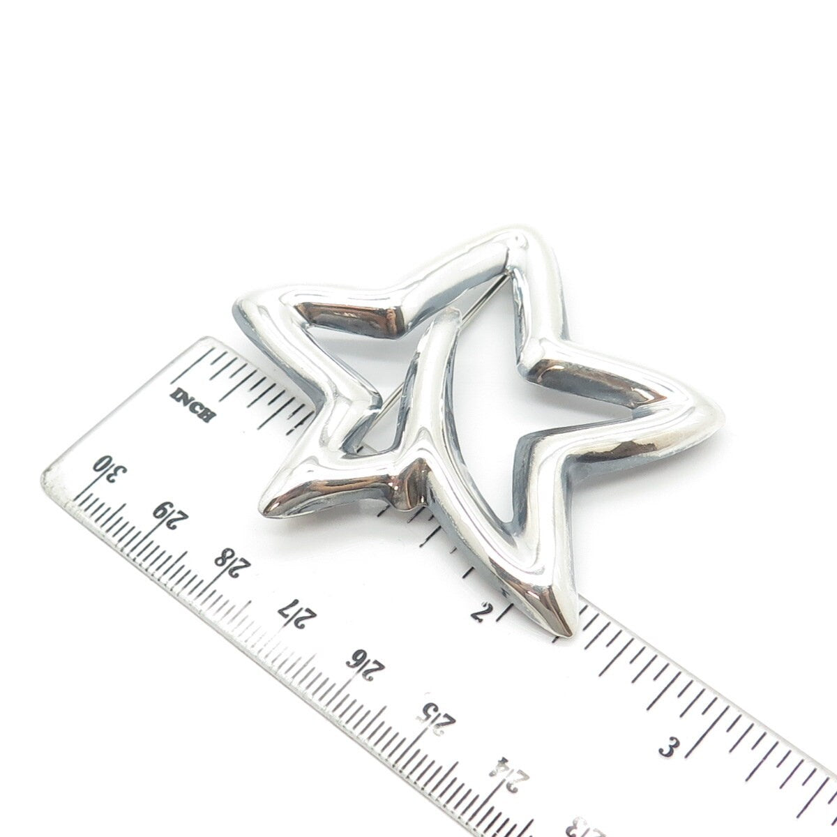 925 Sterling Silver Vintage Mexico Non-Symmetrical Star Handcrafted Pin Brooch
