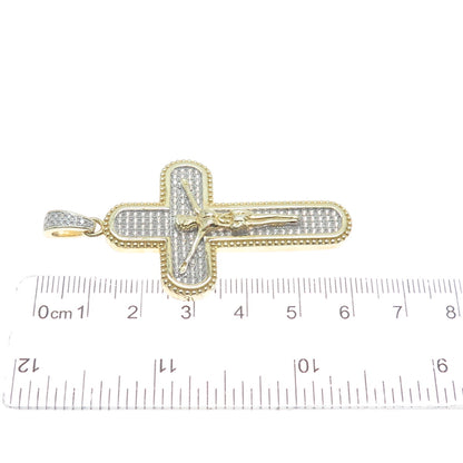 925 Sterling Silver Gold Plated C Z Crucifix Cross Religious Pendant