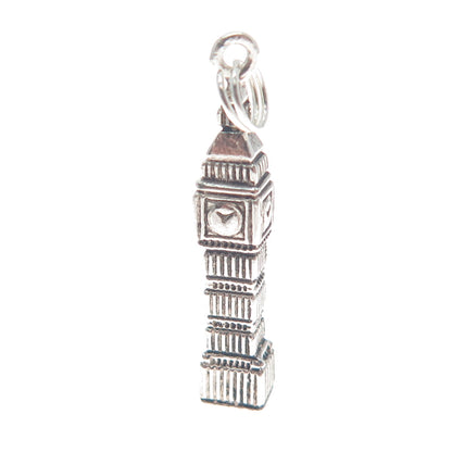 800 Silver Vintage Big Ben Minimalist 3D Charm Pendant