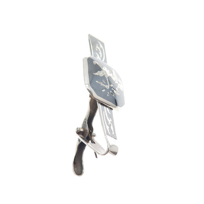 925 Sterling Silver Vintage Niello Hindu Goddess Tie Clip