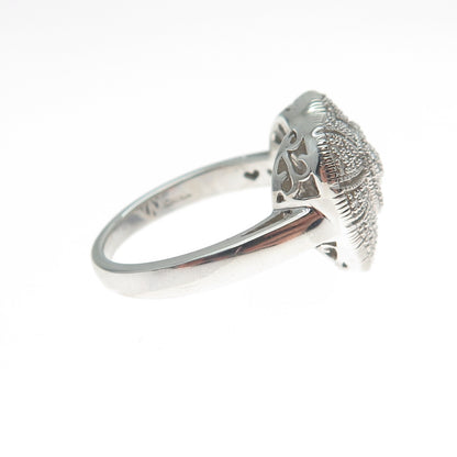 925 Sterling Silver Real Round-Cut Diamond Heart Ring Size 9.25