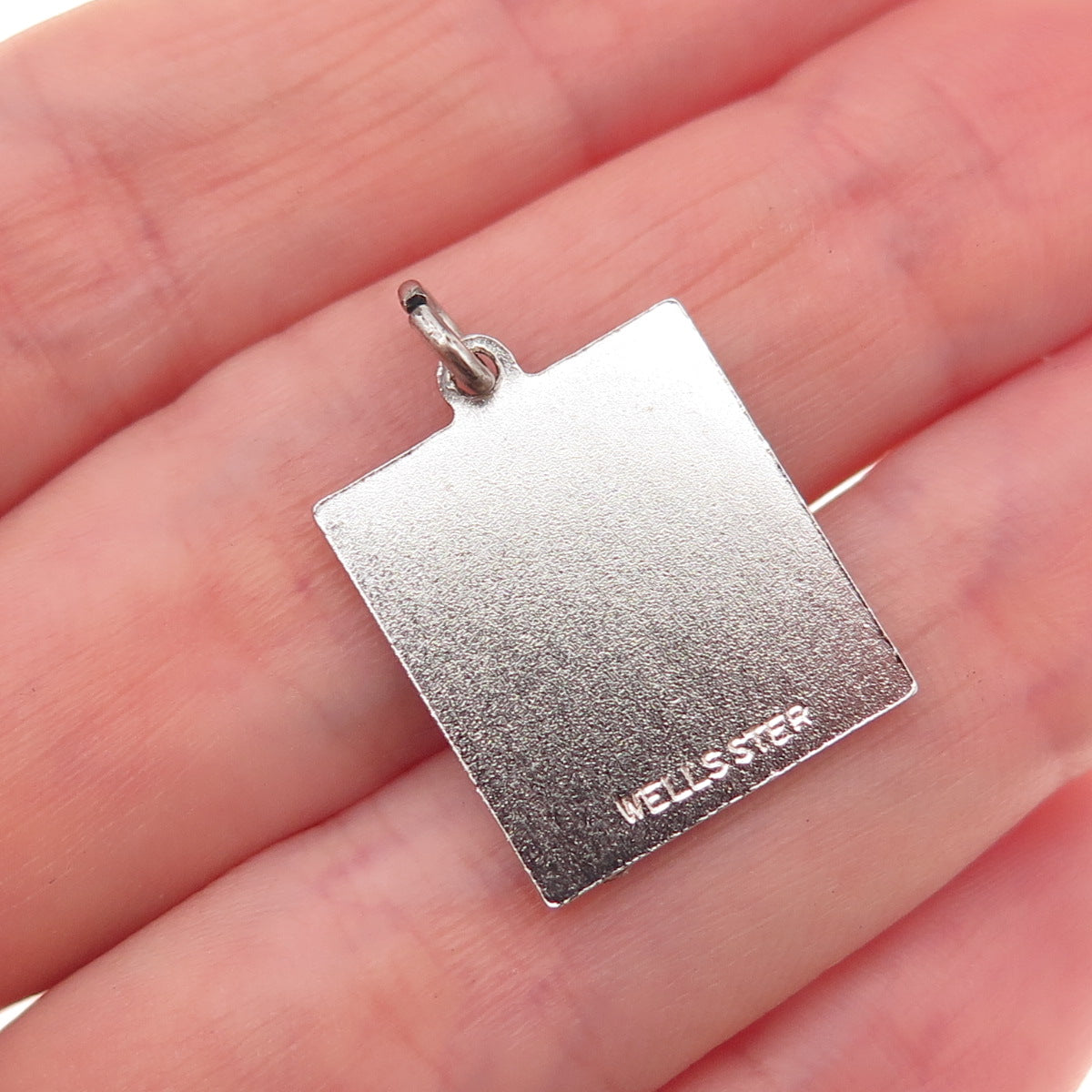 Wells 925 Sterling Silver Vintage Enamel Merry Christmas Charm Pendant
