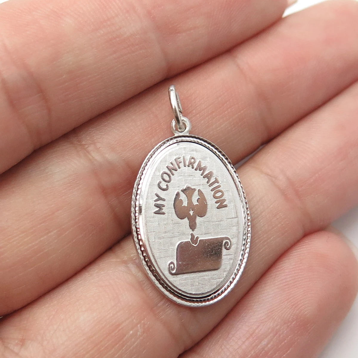 925 Sterling Silver Vintage Griffith & Sons My Confirmation Oval Pendant