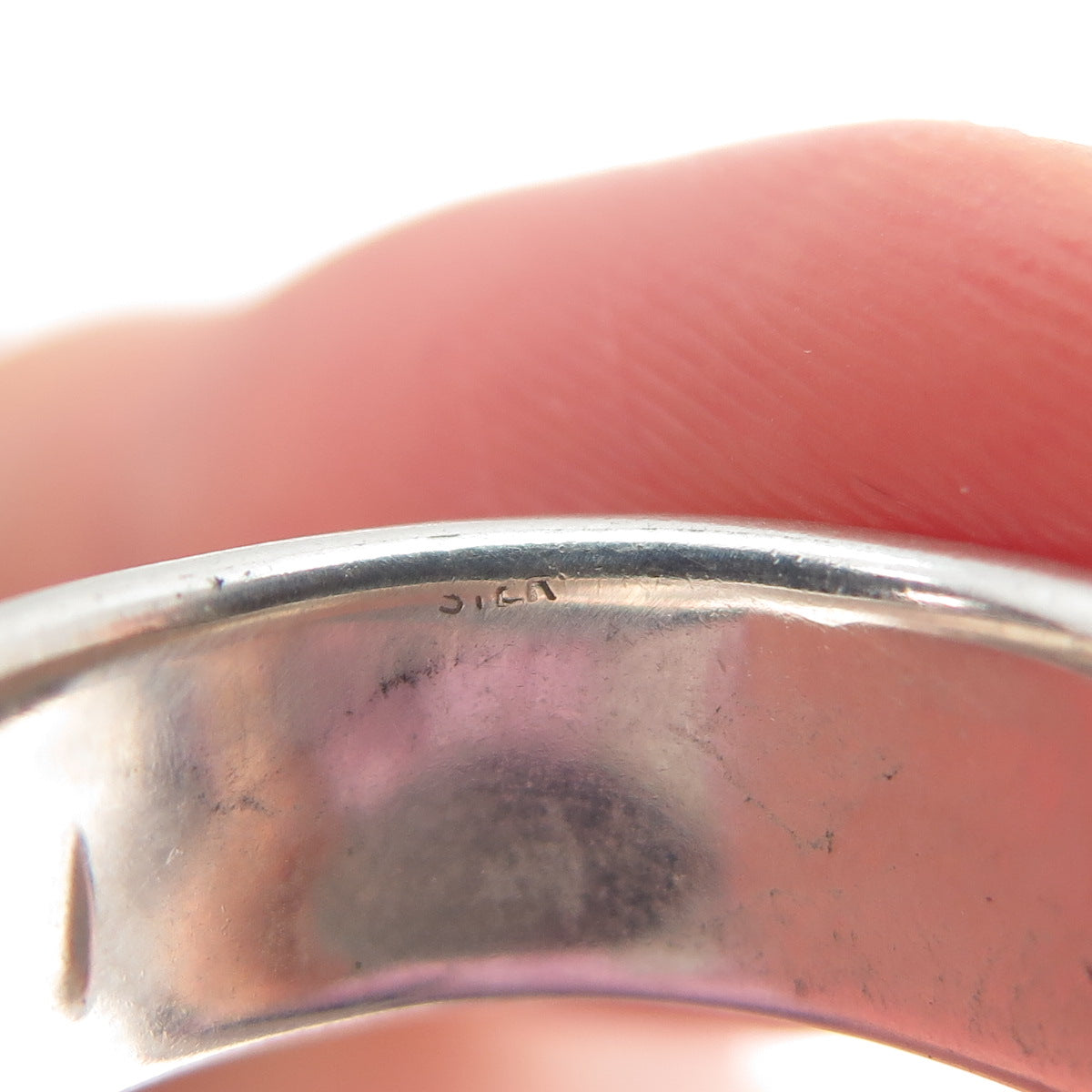 925 Sterling Silver Vintage Woven Oxidized Rotating Band Ring Size 7.5
